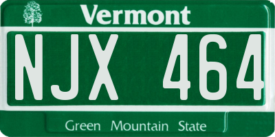 VT license plate NJX464