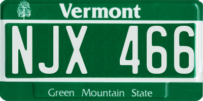 VT license plate NJX466