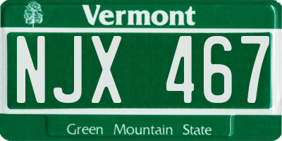 VT license plate NJX467