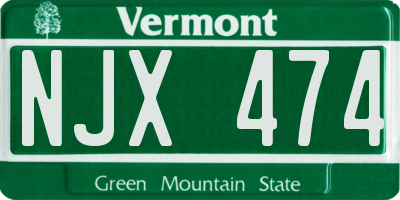 VT license plate NJX474