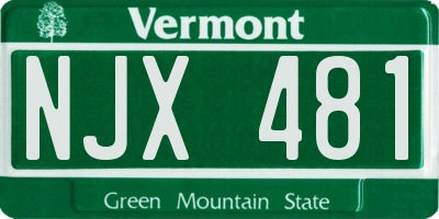 VT license plate NJX481