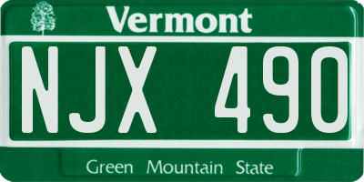 VT license plate NJX490