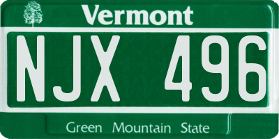 VT license plate NJX496