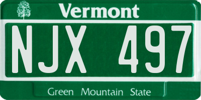VT license plate NJX497