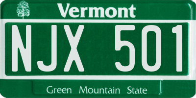 VT license plate NJX501