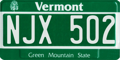 VT license plate NJX502