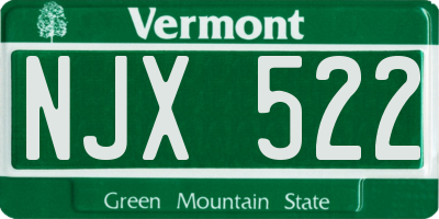 VT license plate NJX522