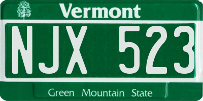VT license plate NJX523