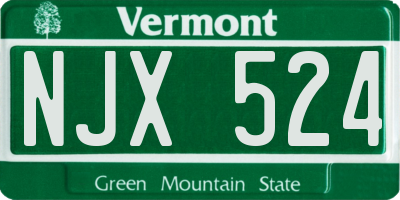 VT license plate NJX524