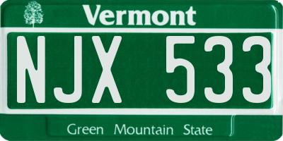 VT license plate NJX533