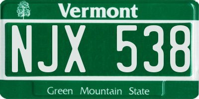 VT license plate NJX538