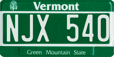 VT license plate NJX540