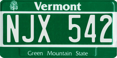 VT license plate NJX542