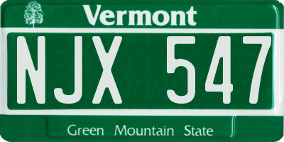 VT license plate NJX547