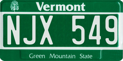 VT license plate NJX549