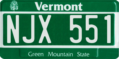 VT license plate NJX551