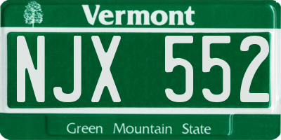 VT license plate NJX552