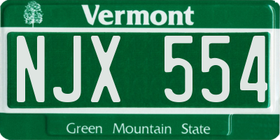 VT license plate NJX554