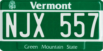 VT license plate NJX557