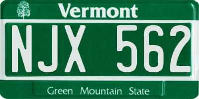 VT license plate NJX562