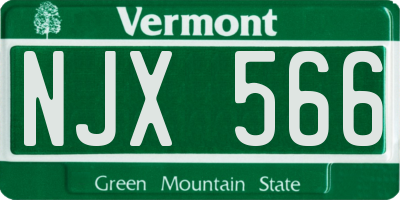 VT license plate NJX566