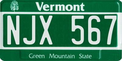 VT license plate NJX567