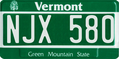 VT license plate NJX580