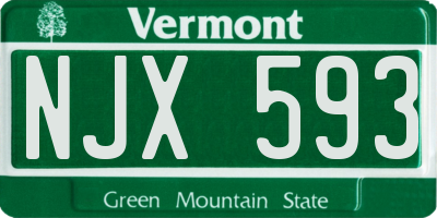 VT license plate NJX593