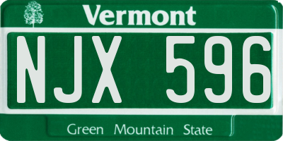 VT license plate NJX596