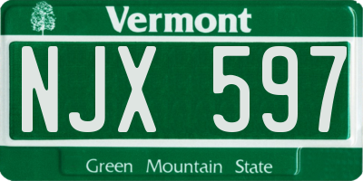 VT license plate NJX597