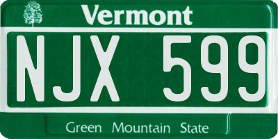 VT license plate NJX599