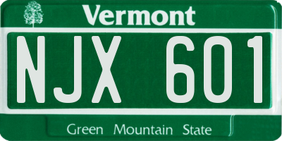 VT license plate NJX601