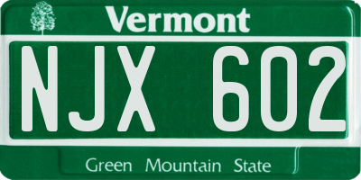 VT license plate NJX602