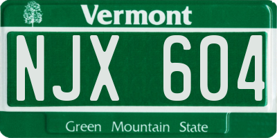VT license plate NJX604