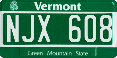 VT license plate NJX608
