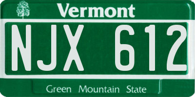 VT license plate NJX612