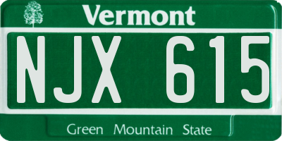 VT license plate NJX615