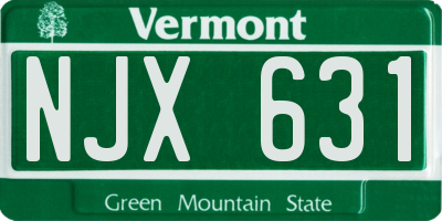 VT license plate NJX631