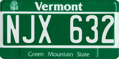 VT license plate NJX632