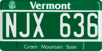 VT license plate NJX636