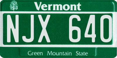VT license plate NJX640