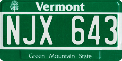 VT license plate NJX643
