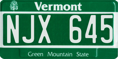 VT license plate NJX645