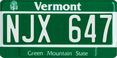 VT license plate NJX647