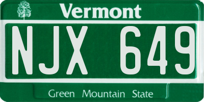 VT license plate NJX649