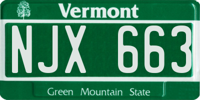 VT license plate NJX663