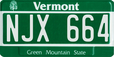 VT license plate NJX664