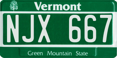 VT license plate NJX667