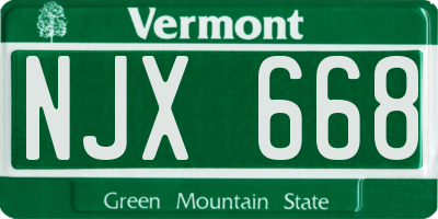 VT license plate NJX668