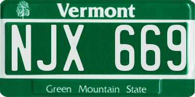 VT license plate NJX669